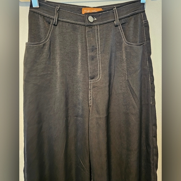 Beige Botany Size Small Wide Leg Hi-Rise Satin Feel Pants Goth Rave Grunge Y2K - Picture 5 of 12